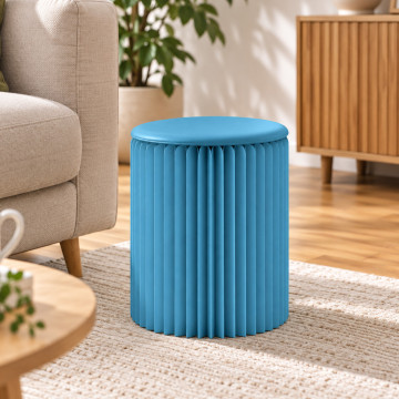 Faltbarer Hocker aus blauem Kraftpapier, 38 cm