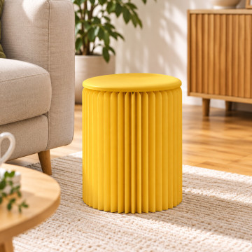 Faltbarer Hocker aus gelbem Kraftpapier, 38 cm