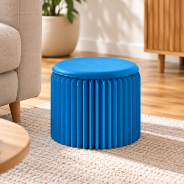 Faltbarer Hocker aus blauem Kraftpapier, 28 cm