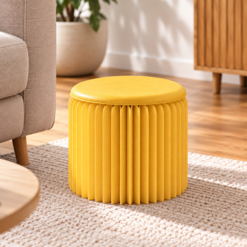 Faltbarer gelber Hocker aus Kraftpapier, 28 cm