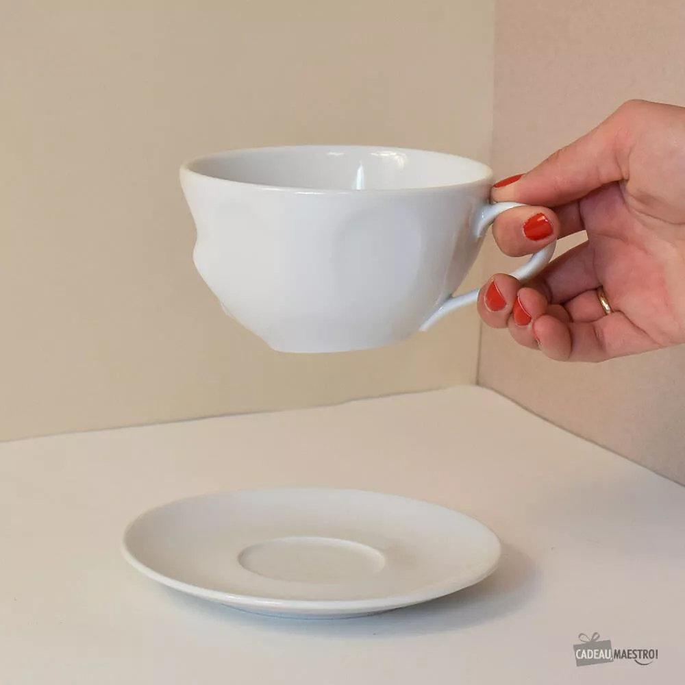 Kaffeetasse für gute Laune am Morgen Tasse avec sa soucoupe en porcelaine 