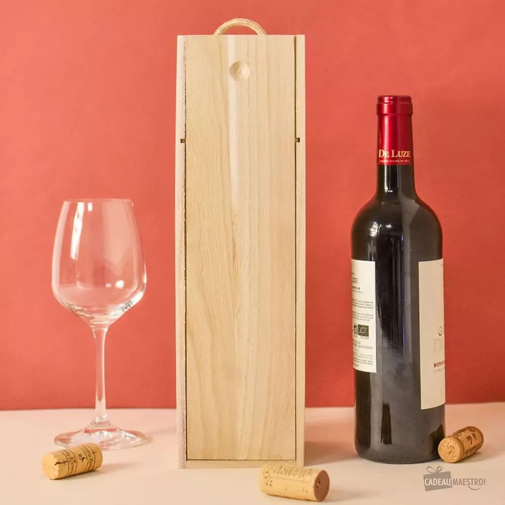 Holzkiste mit Weinflasche Coffret vin rouge