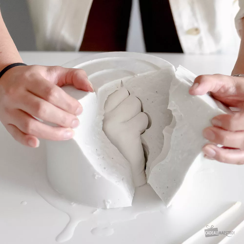 3D-Handabdruck-Set für Familien aus Gips découvrez votre œuvre en plâtre