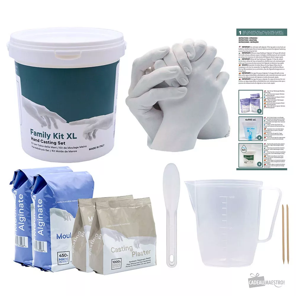 3D-Handabdruck-Set für Familien aus Gips kit XL