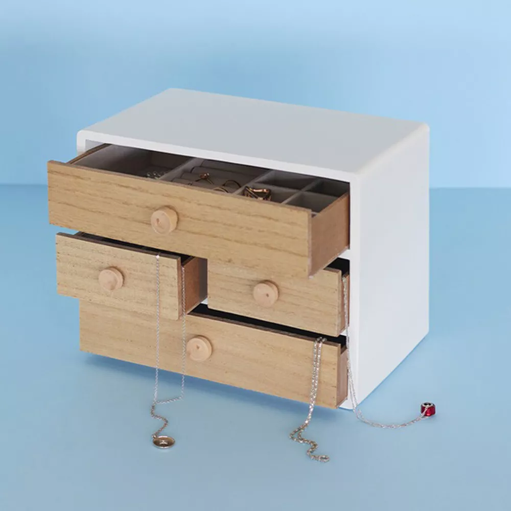 Schmuckkästchen aus weißem Holz im Loft-Stil rangement boite à bijoux