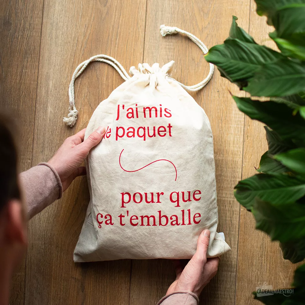 Pochette Cadeau Réutilisable 100% Coton 30x45 pochette cadeau réutilisable