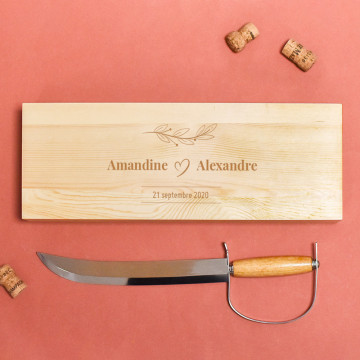 Sabre à Champagne Couple à Personnaliser Coffret personnalisé avec votre texte