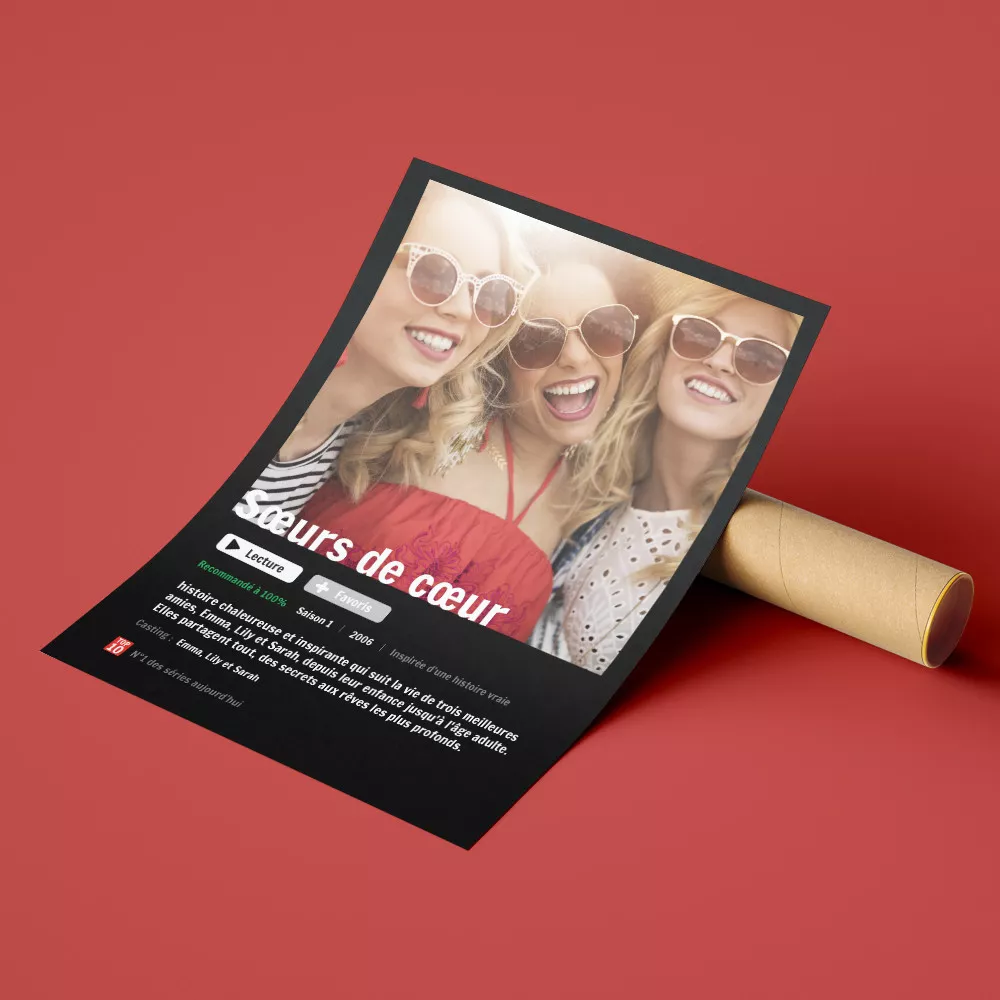Personalisierbares Streaming-Poster Affiche emballée dans un tube en carton résistant