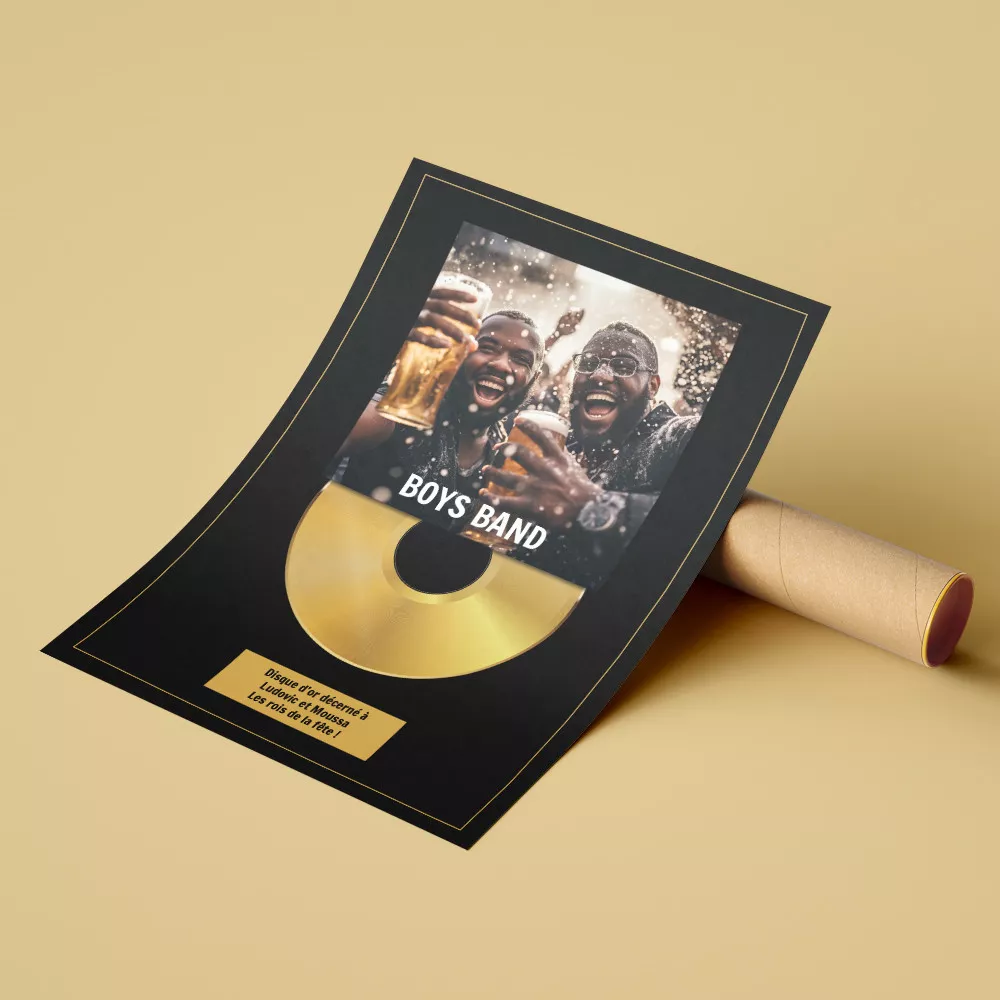 Personalisierbares Goldene Schallplatte Poster Poster emballé dans un tube en carton pour un transport sécurisé !