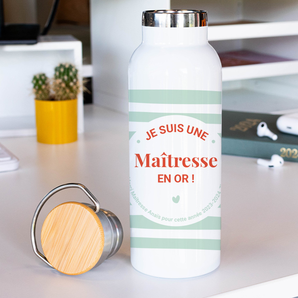 Thermosflasche „Goldige Lehrerin“ zum Personalisieren